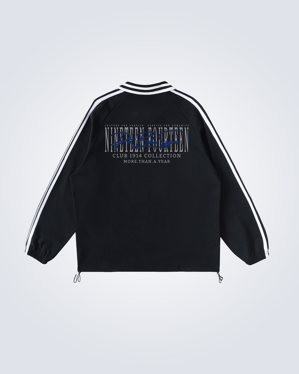 Nineteen Fourteen - Contrast Striped Lapel Collar Sweatshirt