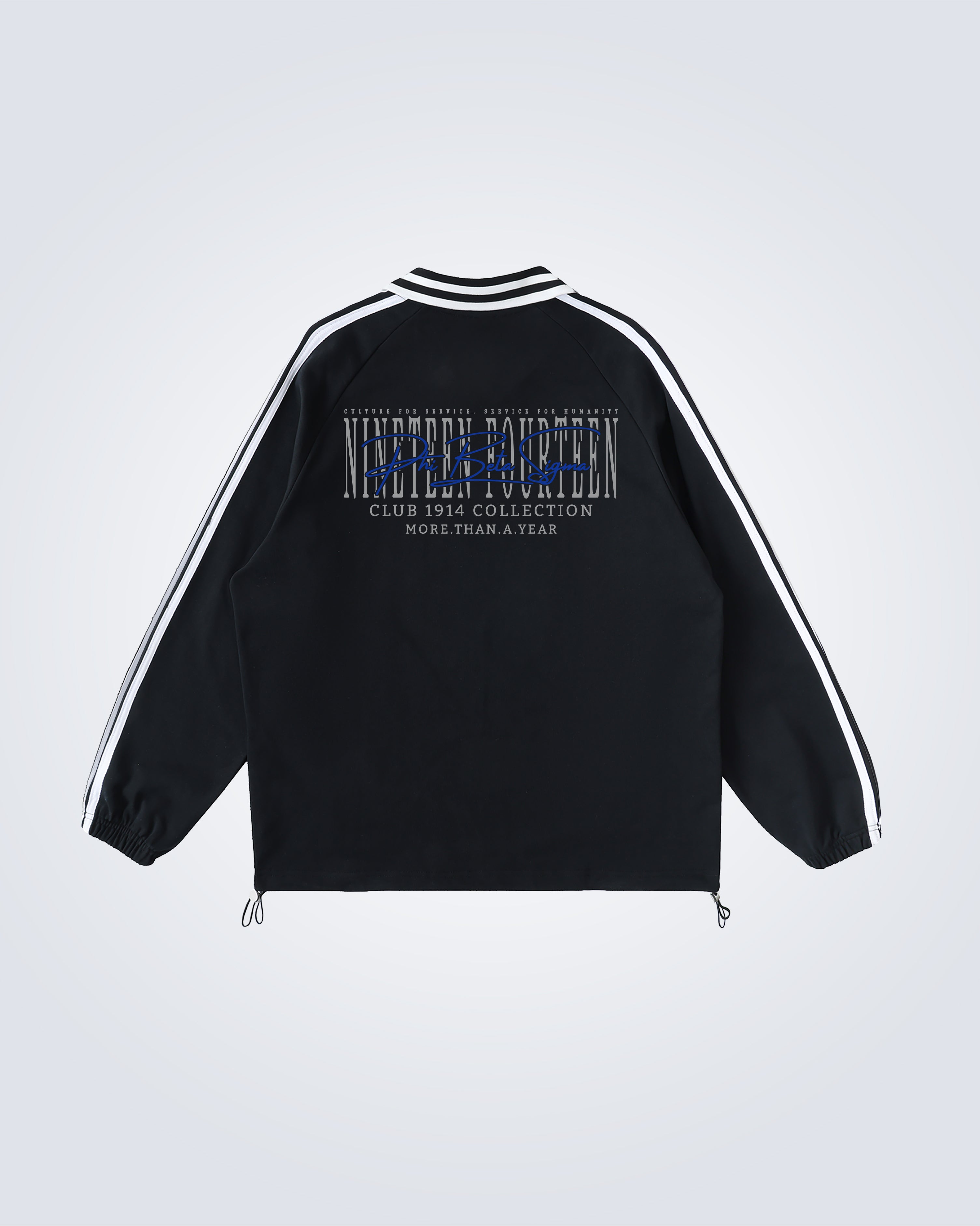 Nineteen Fourteen - Contrast Striped Lapel Collar Sweatshirt
