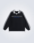 Nineteen Fourteen - Contrast Striped Lapel Collar Sweatshirt