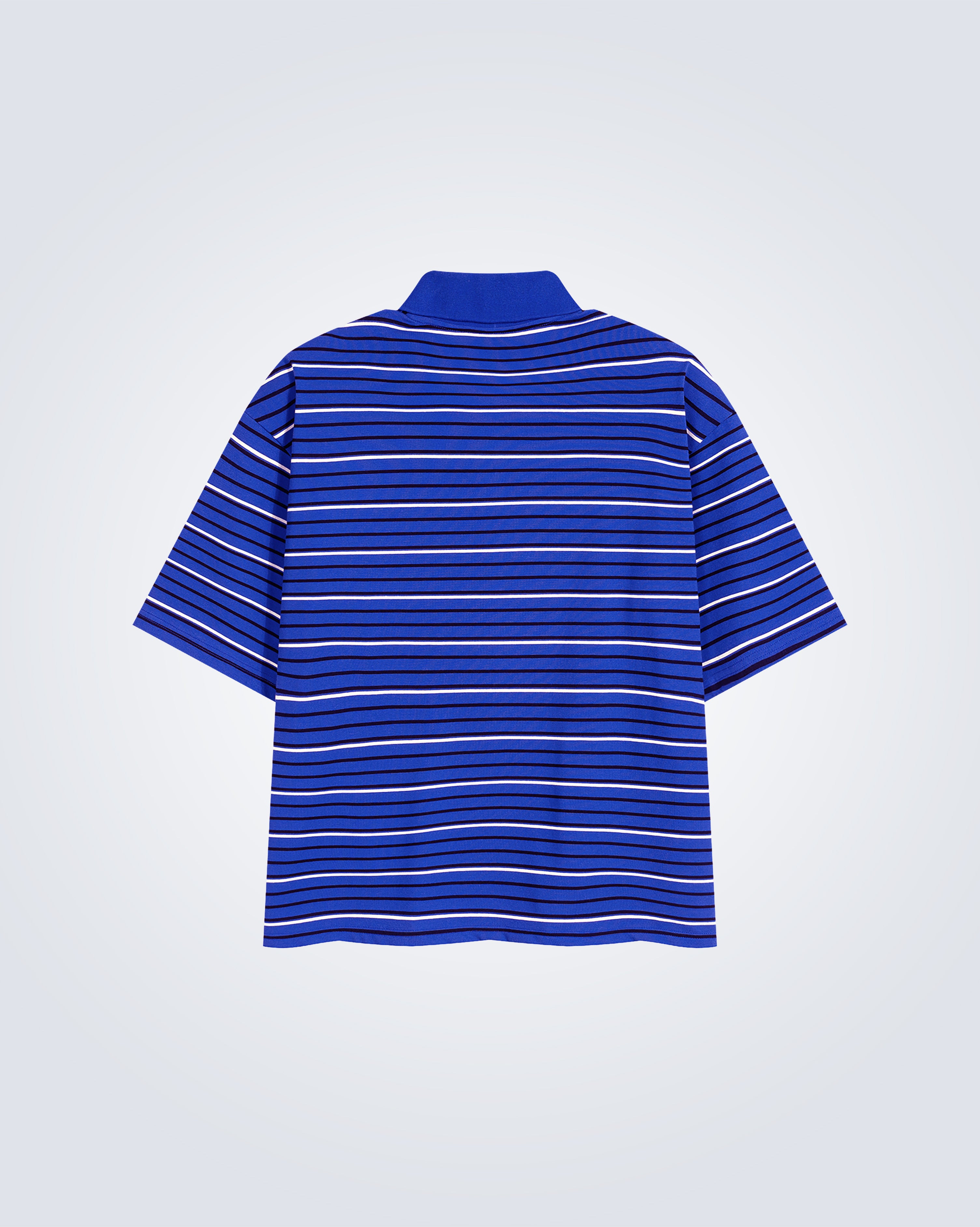 GOMAB - Unisex Striped Boxy Collared Polo Shirt